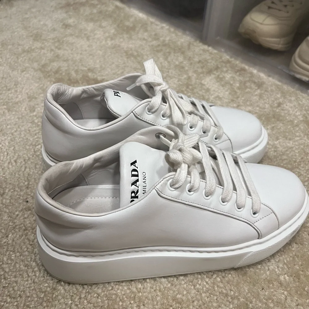 Women’s Prada Leather Sneakers in White - Picture 2 of 6